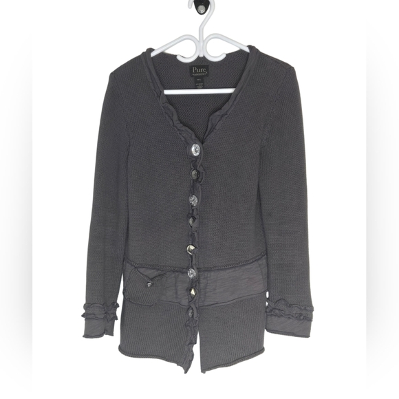 Pur Handknit Textured Vintage Inspired Cozy Fall Cardigan Size M Feminine - Picture 1 of 8